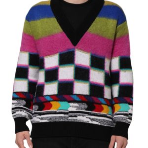 Multicolor Glitch Design Pullover Sweater