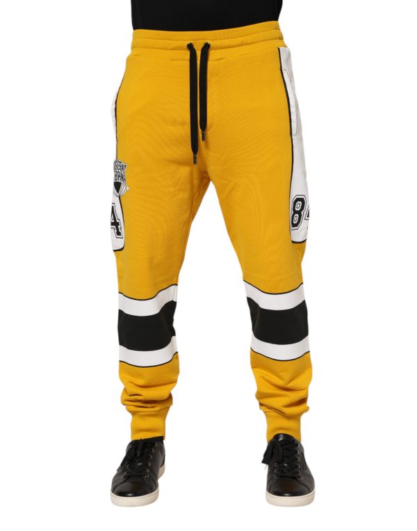 Yellow Cotton Print Jogger Sweatpants Pants - Image 2