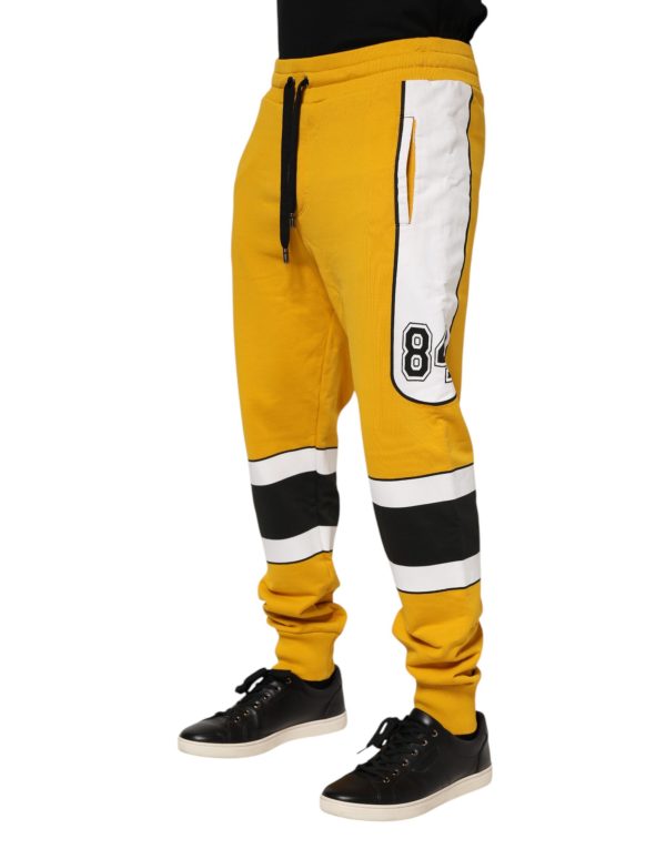 Yellow Cotton Print Jogger Sweatpants Pants - Image 3