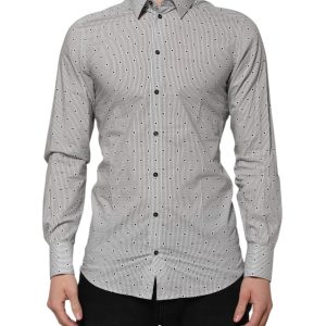 Gray Dotted Semi Fitted GOLD Men Formal Shirt