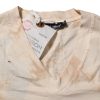 Beige Logo Print Short Sleeve V-neck T-shirt - Image 5