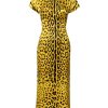 Yellow Polyester Leopard Midi Sheath Dress - Image 2