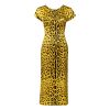Yellow Polyester Leopard Midi Sheath Dress - Image 5