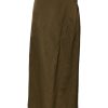 Olive Green Viscose A-line High Waist Midi Skirt - Image 2