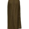 Olive Green Viscose A-line High Waist Midi Skirt - Image 3