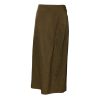 Olive Green Viscose A-line High Waist Midi Skirt - Image 5