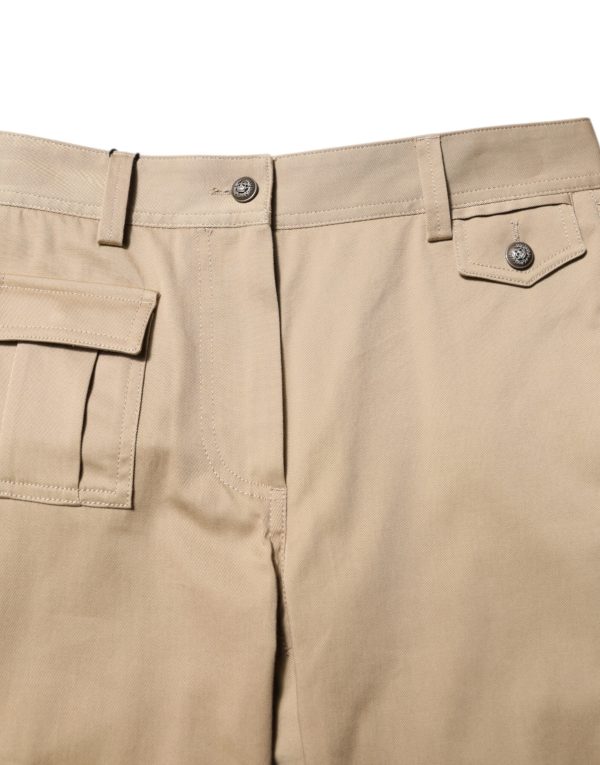 Beige Mid Waist Cargo Tapered Pants - Image 4