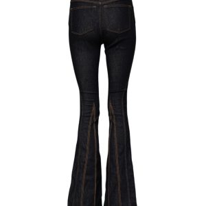 Black Cotton Mid Waist Bootcut Denim Jeans