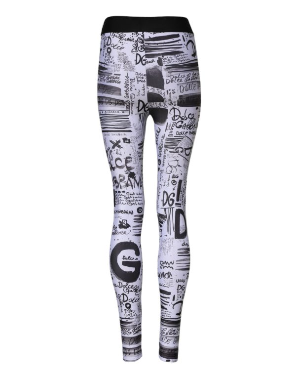 White Graphic HighWaist Skinny Leggings Pants - Image 4