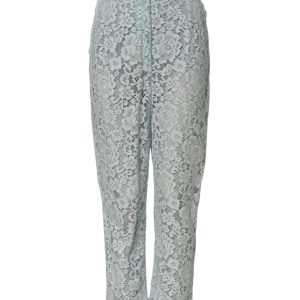 Mint Green Cotton Floral Lace Trousers Pants