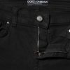Black Cotton Logo Skinny MidWaist Denim Jeans - Image 3