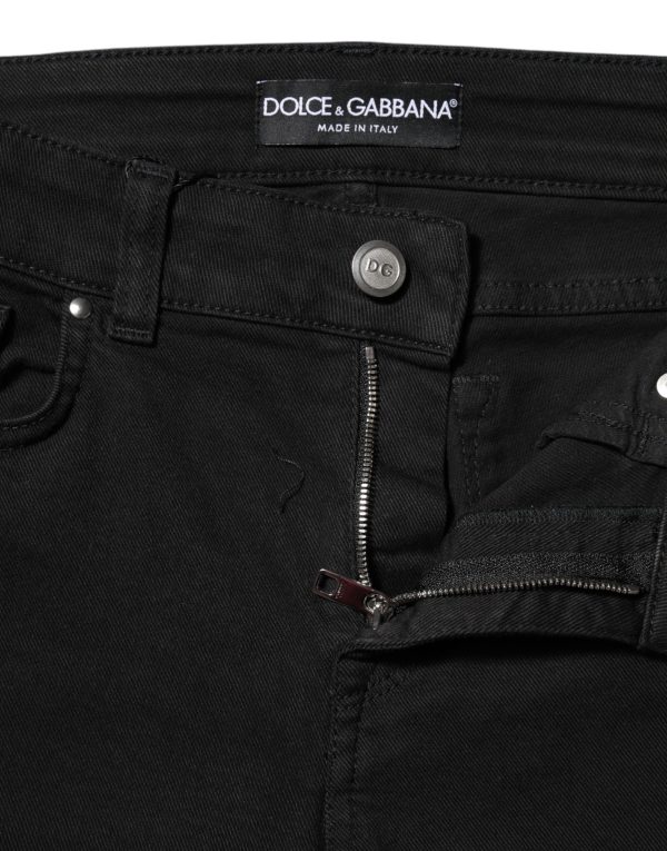 Black Cotton Logo Skinny MidWaist Denim Jeans - Image 3