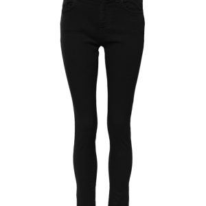 Black Cotton Logo Skinny MidWaist Denim Jeans