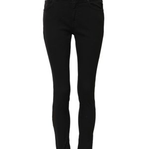 Black Cotton Skinny Mid Waist Denim Jeans