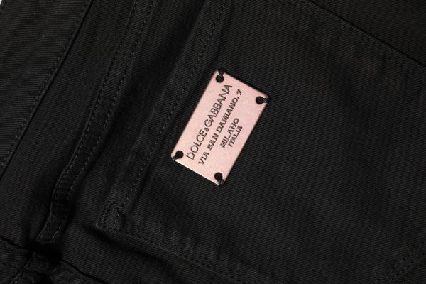 Black Cotton Skinny Mid Waist Denim Jeans - Image 5