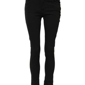Black Cotton Skinny Mid Waist Denim Jeans