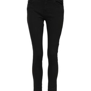 Black Cotton Logo Skinny Mid Waist Denim Jeans