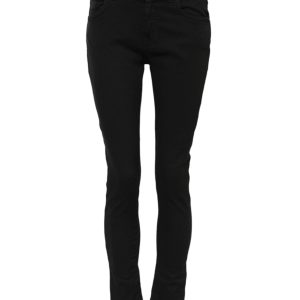 Black Cotton Logo Skinny Mid Waist Denim Jeans