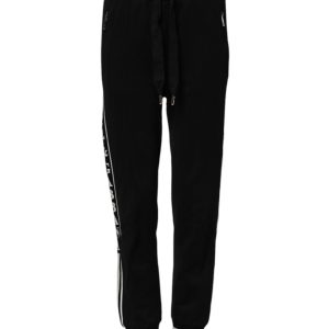 Black Cotton Jogger Logo Waist Pants