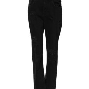 Black Boyfriend Cotton Flared Denim Jeans
