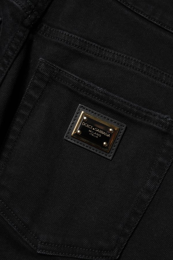 Black Boyfriend Cotton Flared Denim Jeans - Image 5