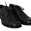 Elegant Blue Leather Wingtip Derby Shoes - Image 2