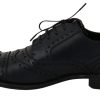Elegant Blue Leather Wingtip Derby Shoes - Image 4