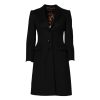 Black Wool Long Sleeves Trench Coat Jacket - Image 5