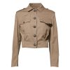 Beige Cotton Button Up Fitted Cropped Jacket - Image 5