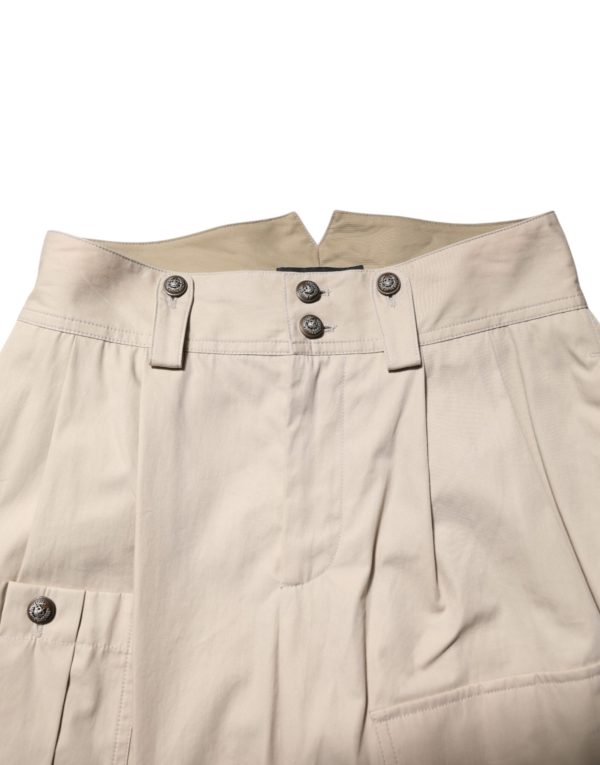 Beige Cotton High Waisted Pants - Image 4