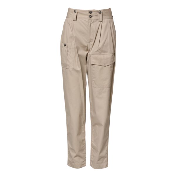 Beige Cotton High Waisted Pants - Image 5