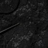 Black Floral Lace Cotton Collared Jacket - Image 5