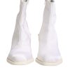 White Square Heel Zip Ankle Boots Shoes - Image 2