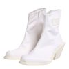 White Square Heel Zip Ankle Boots Shoes - Image 4