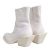 White Square Heel Zip Ankle Boots Shoes - Image 5