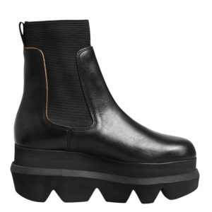 Black Chelsea Leather Pull On Women Ankle Boots Shoes