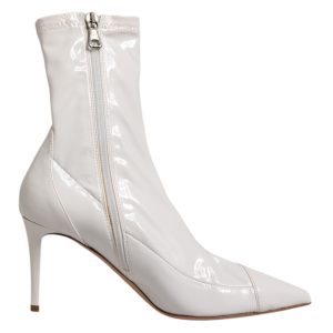 White Stiletto Heels Mid Calf Boots Shoes