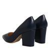 Blue Leather Pointed Toe Block Heels Shoes - Image 5