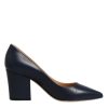 Blue Leather Pointed Toe Block Heels Shoes - Image 7