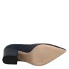 Blue Leather Pointed Toe Block Heels Shoes - Image 8