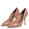 Beige Patent Leather Stiletto Heel Pump Shoes - Image 4