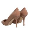 Beige Patent Leather Stiletto Heel Pump Shoes - Image 5