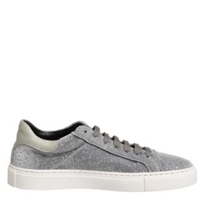 Gray Suede Low Top Lace Up Sneakers Shoes
