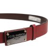 Maroon Classic Leather Metal Logo Buckle Belt - Image 4