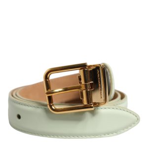 Light Green Leather Gold Metal Buckle Belt