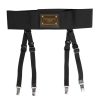 Black Leather Logo Wide Waist Belt Suspender - Image 2