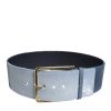 Two Tone Blue Denim Gold Metal Buckle Belt - Image 2
