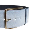 Two Tone Blue Denim Gold Metal Buckle Belt - Image 3