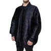 Dark Blue Quilted Full Zip Bomber Jacket - Image 3