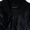 Dark Blue Quilted Full Zip Bomber Jacket - Image 6